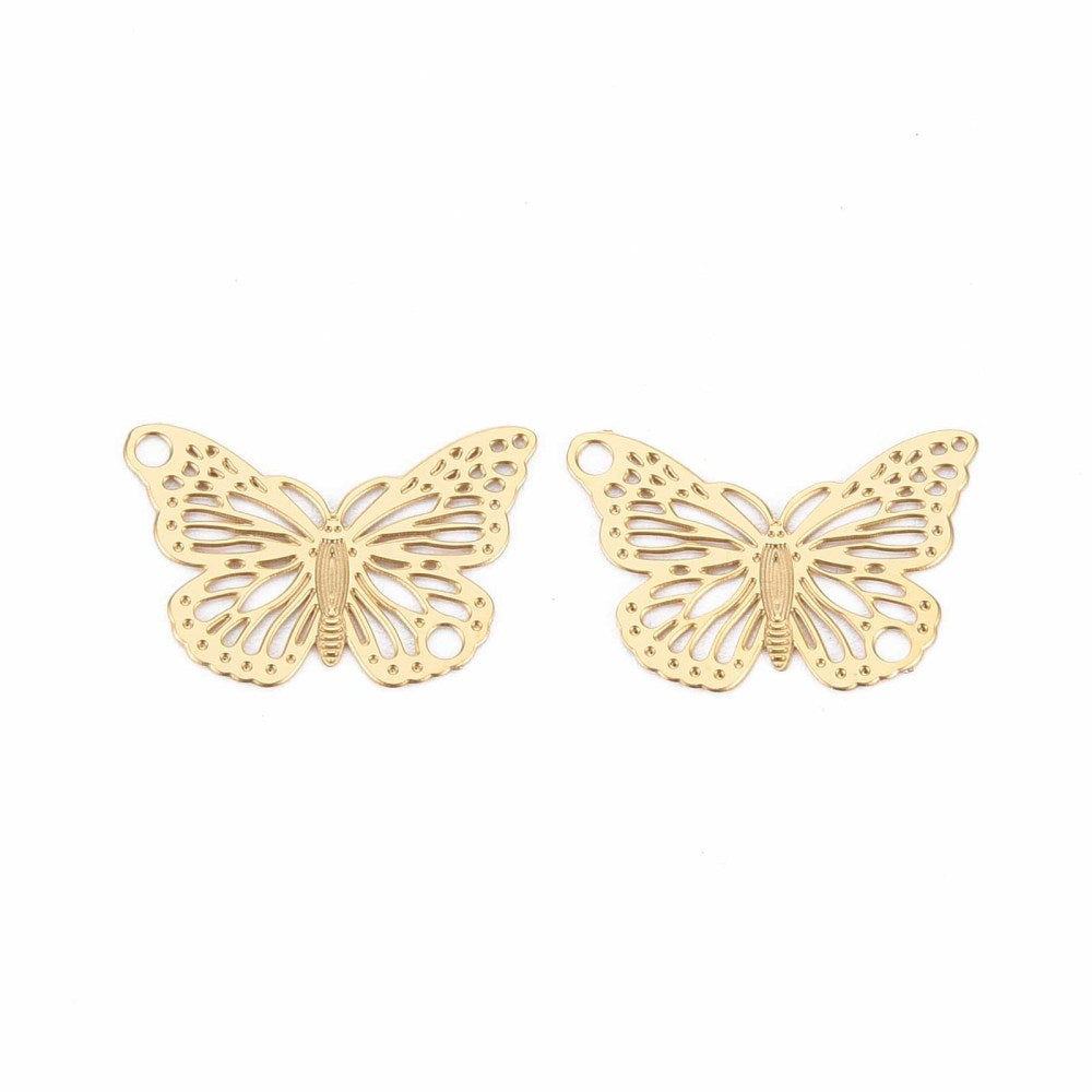 Verbinder / Anhänger Edelstahl 18K vergoldet "Schmetterling"