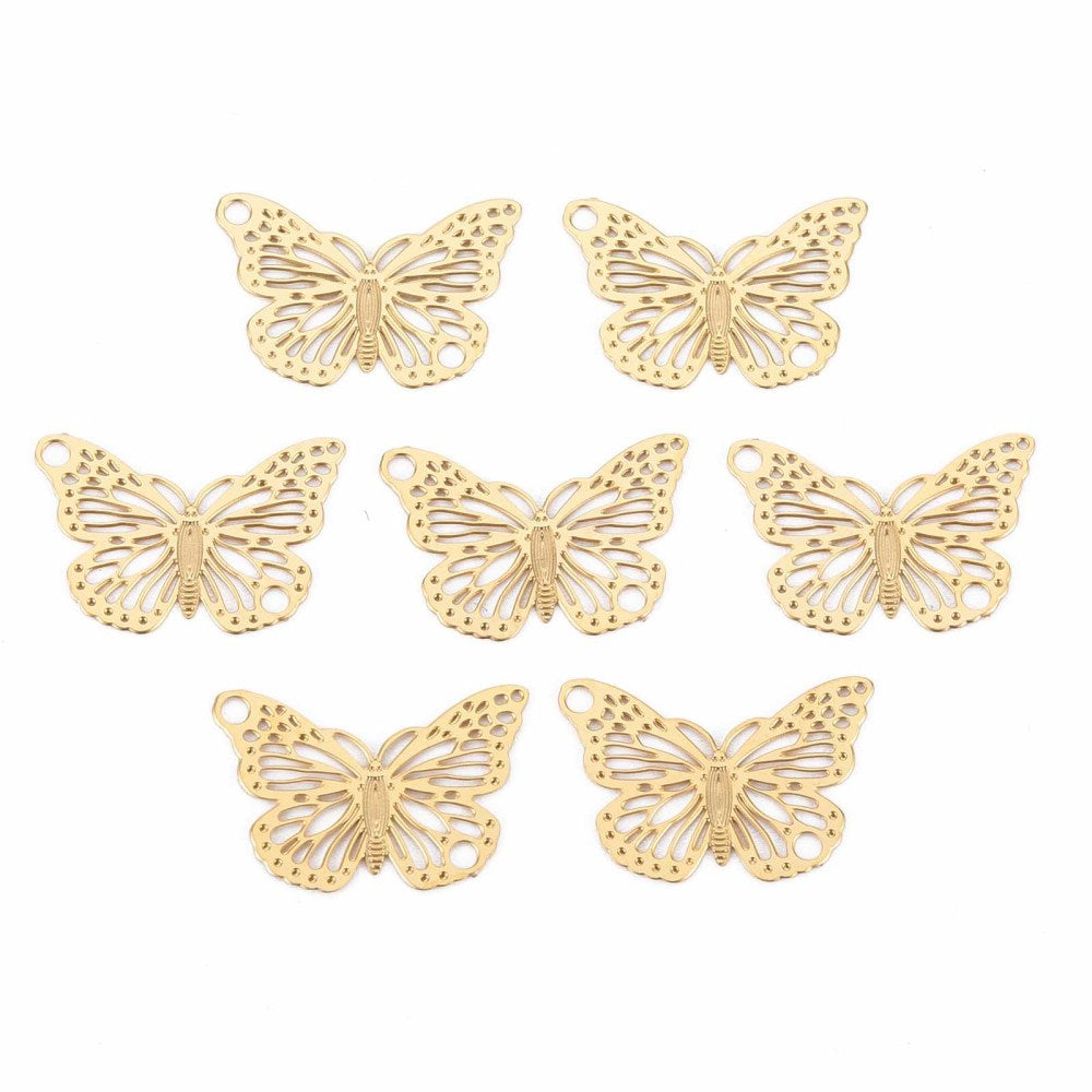 Verbinder / Anhänger Edelstahl 18K vergoldet "Schmetterling"