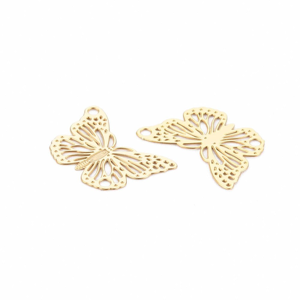 Verbinder / Anhänger Edelstahl 18K vergoldet "Schmetterling"