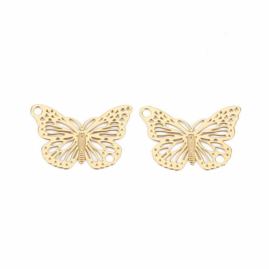 Verbinder / Anhänger Edelstahl 18K vergoldet "Schmetterling"